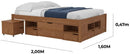 Cama Queen Multifuncional Madeira Maciça 6 Gavetas Charme Inter Link Amendoa