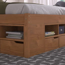 Cama Queen Multifuncional Madeira Maciça 6 Gavetas Charme Inter Link Amendoa