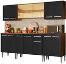 Cozinha Completa Madesa Emilly Fire com Balcão e Armário Aéreo Reflex - Rustic/preto