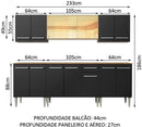 Cozinha Completa Madesa Emilly Fire com Balcão e Armário Aéreo Reflex - Rustic/preto
