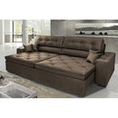 Sofá Austin 2,62m Retrátil Reclinável, Molas no Assento e Almofadas, Tecido Suede Velusoft Café